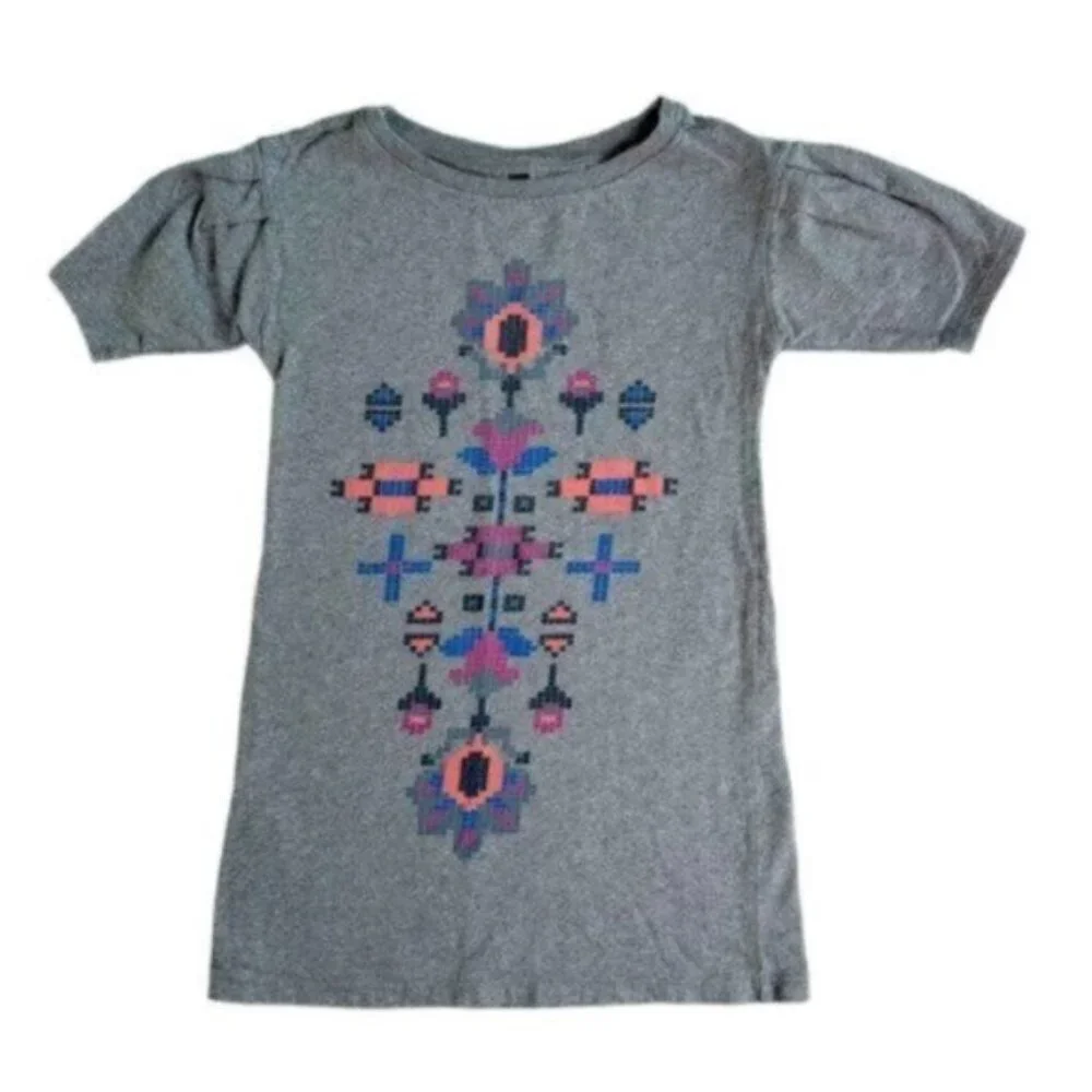 Tea Collection | Gray Short Sleeve Shirt Shift Dress Size 5T